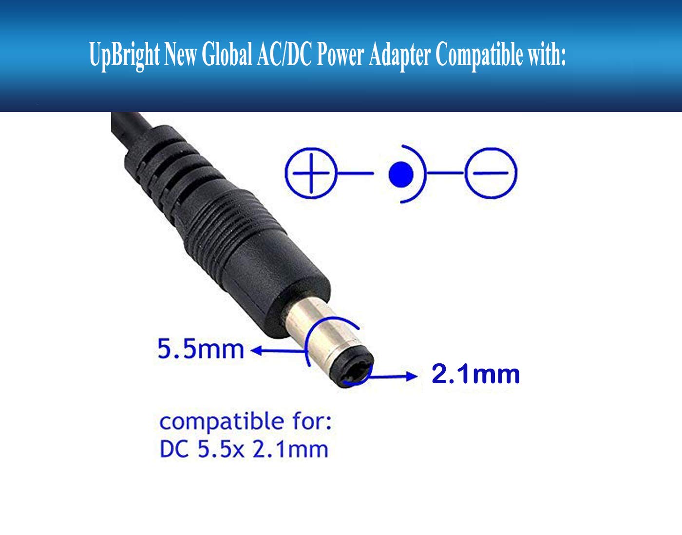 UpBright New Global 12V AC/DC Adapter Compatible with 12VDC 12 Volts 500mA 750mA 1000mA DC12V 0.5A 0.75A - 1A w/ 5.5mm x 2.1mm Plug Center Positive…