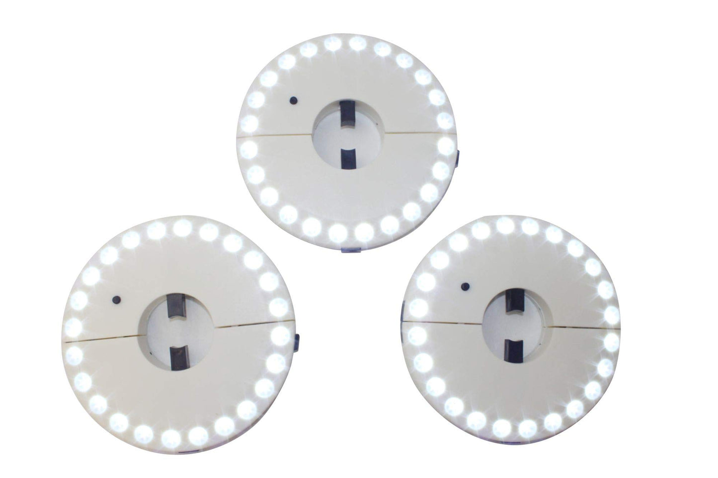 EcoGecko 3-Pack Round White LED Lights, 7-Inch Diameter, Fits 1-1.6 Inch Pole, Battery Operated, 100,000 Hour Lifespan