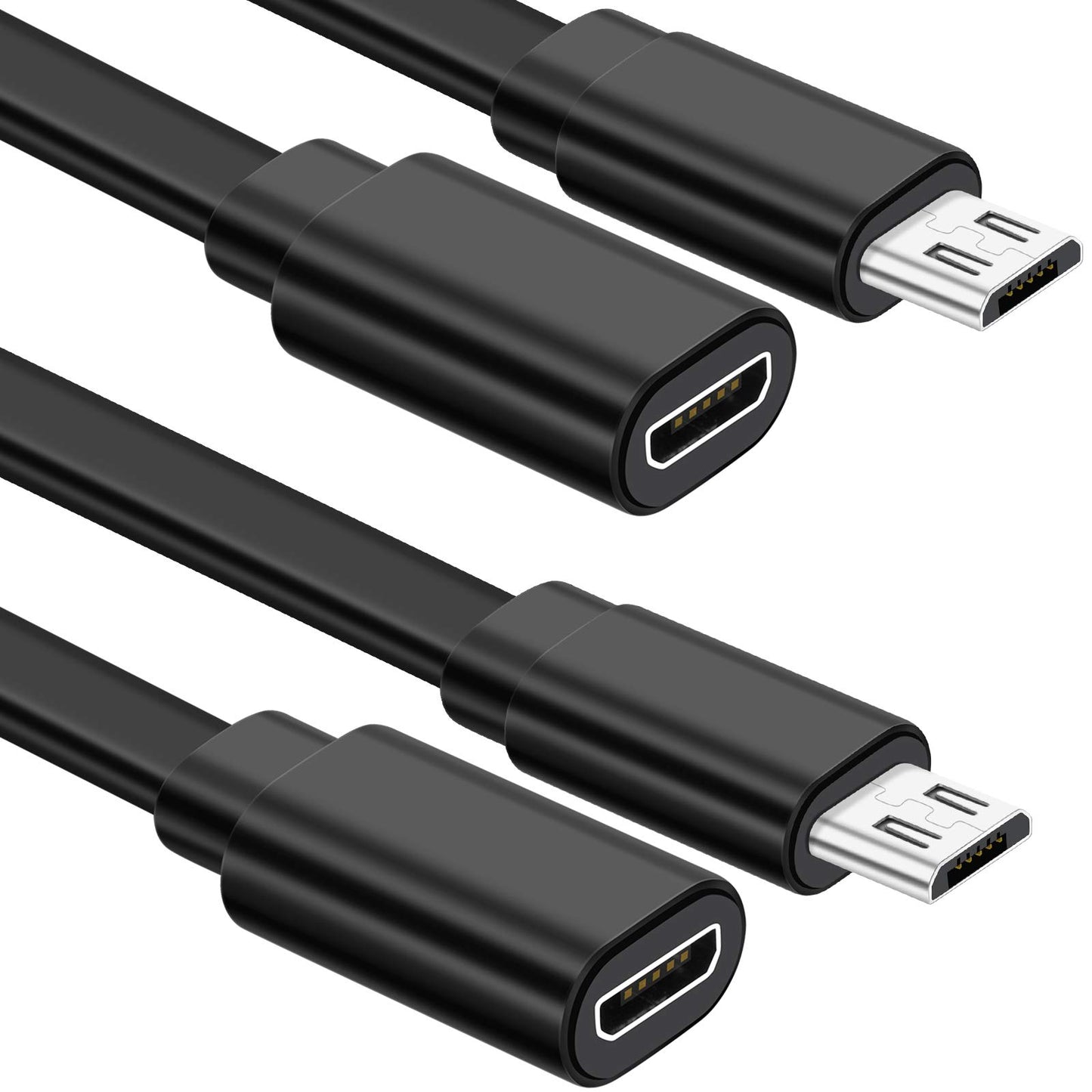 Sumind 2 Pack Micro USB Extension Cable 10 ft/ 3 Meters Male to Female Extender Cord Compatible with Wireless Security Camera Flat Power Cable, Cable