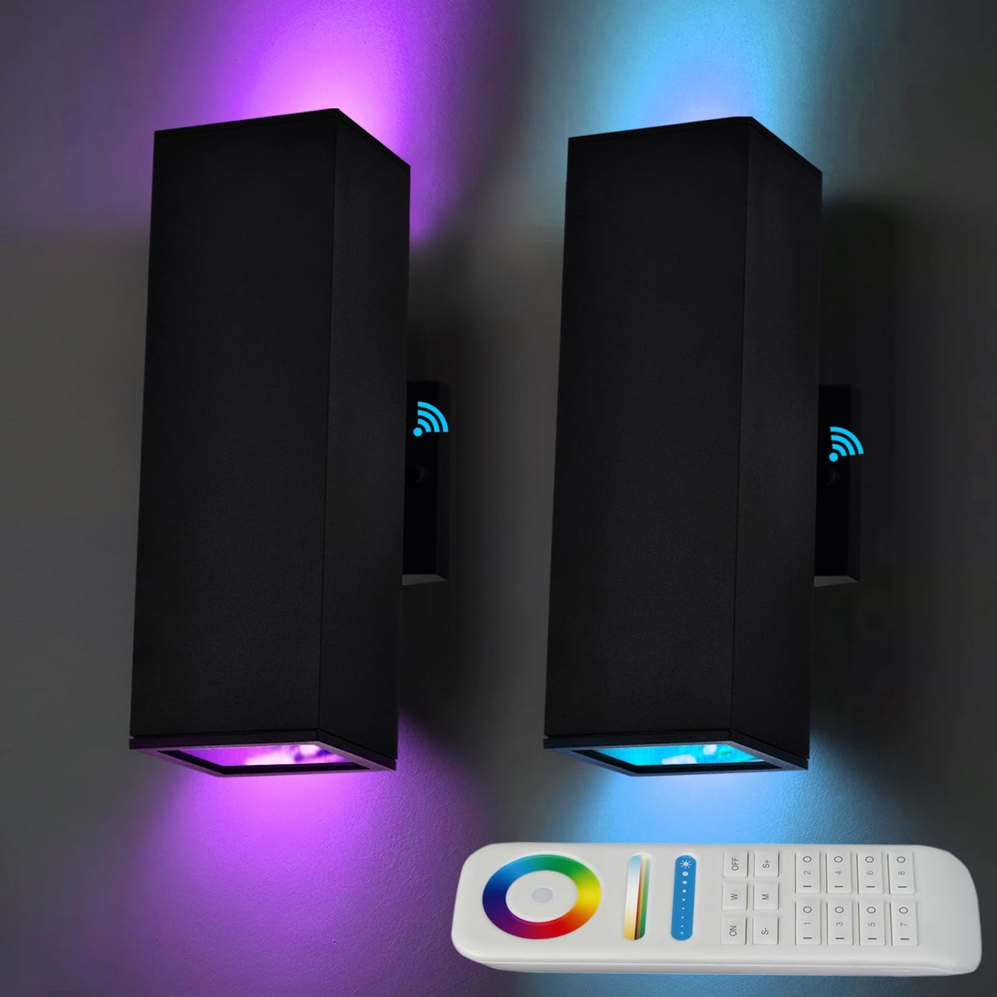 iYogaled Up and Down Lights Outdoor Wall Lights, RGB LED Dusk to Dawn Outdoor Lighting, IP56 Black Aluminum Anti Rust Waterproof Outdoor Light