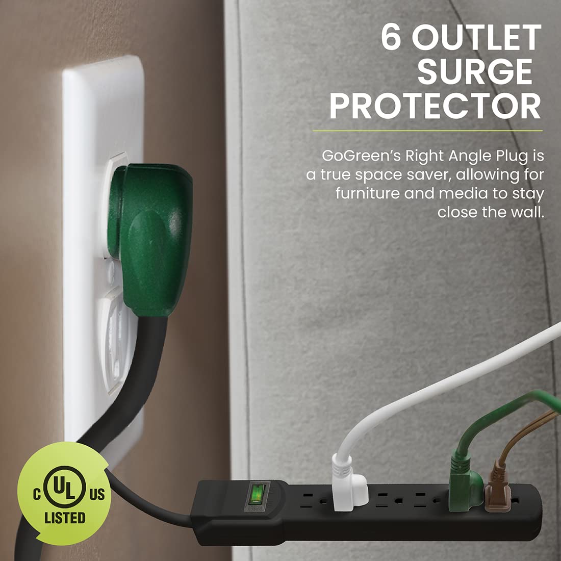 GoGreen Power GG-16103M-12BK-2 Outlet Surge Protector, Pack of 2, Black