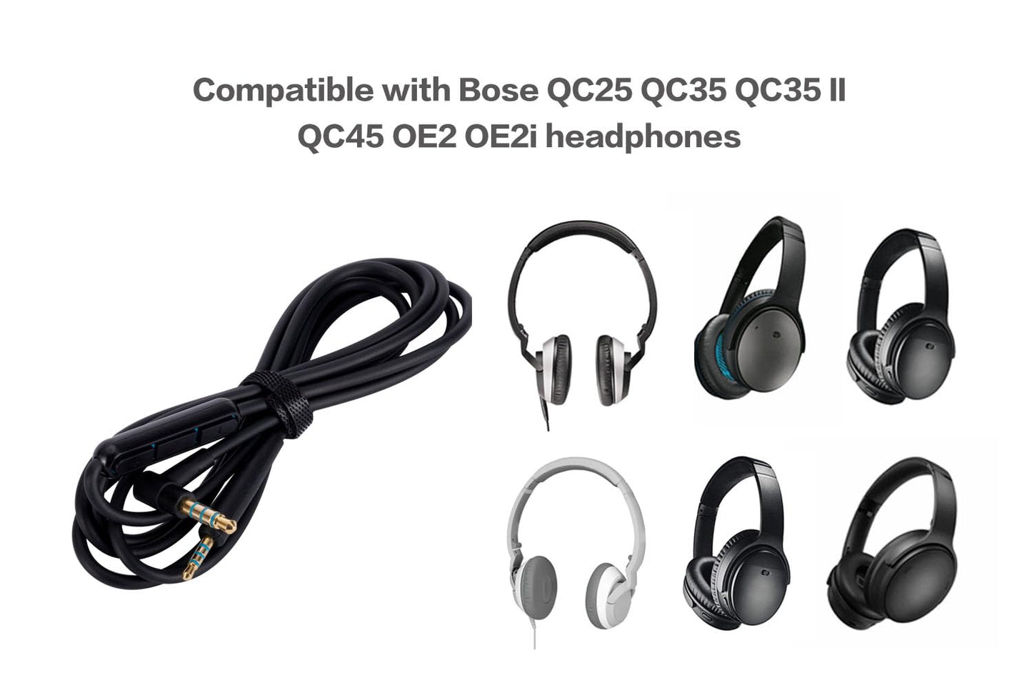UNCLE LIGHT QC25 QC35 QC35 II QC45 OE2 OE2i Replacement Audio Cable, Compatible with Bose Headphones, 3.5mm to 2.5mm Male Stereo Jack Cord, 4.6 Ft…