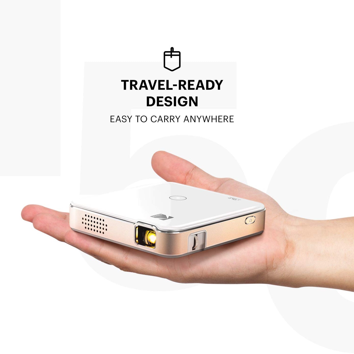 KODAK Luma 150 Pocket Projector | Portable Movie Projector w/ Built-In Speaker for Home & Office Produces Images Up to 150” - Includes Soft Case