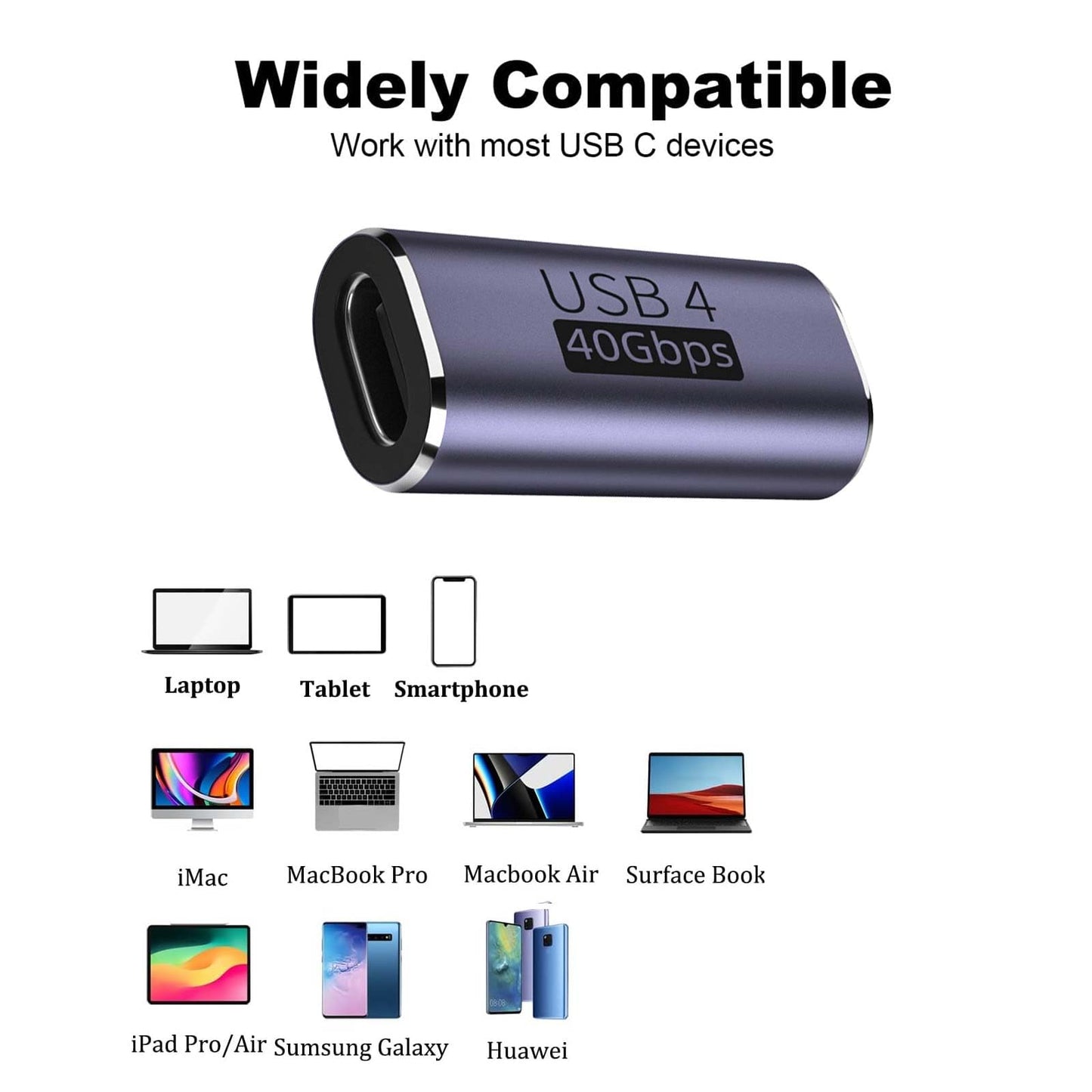 TFAK 3pack usbc Female to Female Adapter - USB C Coupler with 240W Fast Charging & 40Gbps Data Transfer, Type c Extender with 8k@60hz Video…