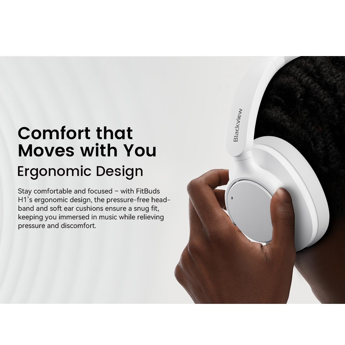 Blackview FitBuds H1 Over-Ear Bluetooth Headphones, Hi-Res Audio, Hybrid ANC, 65H Playtime, Bluetooth 5.4, USB-C Fast Charging, Comfortable Memory…