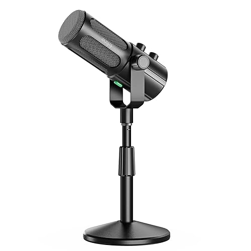 FIFINE AmpliTank TANK6S Vocal-Dynamic-Microphone, XLR-USB-Podcast-Microphone with Desktop Stand, Mute Button, Volume Knob, Studio Metal Built