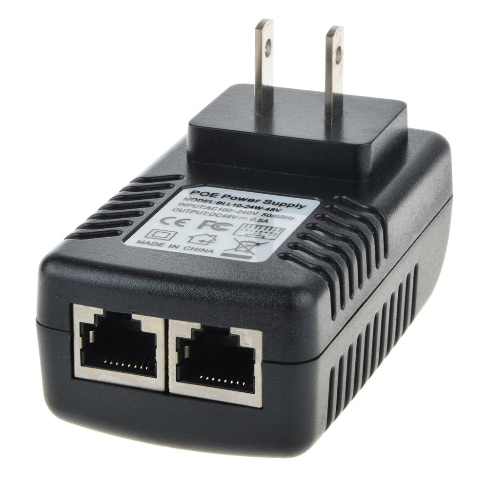 SLLEA 48V-0.5A Wall Plug POE Injector Ethernet Adapter IP Phone/Camera Power Supply US