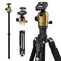 Geekoto 73-Inch Camera Tripod - Lightweight DSLR Tripod with 360° Ball Head & Quick Release Plate, Supports Up to 33.07 lbs, Portable for Travel