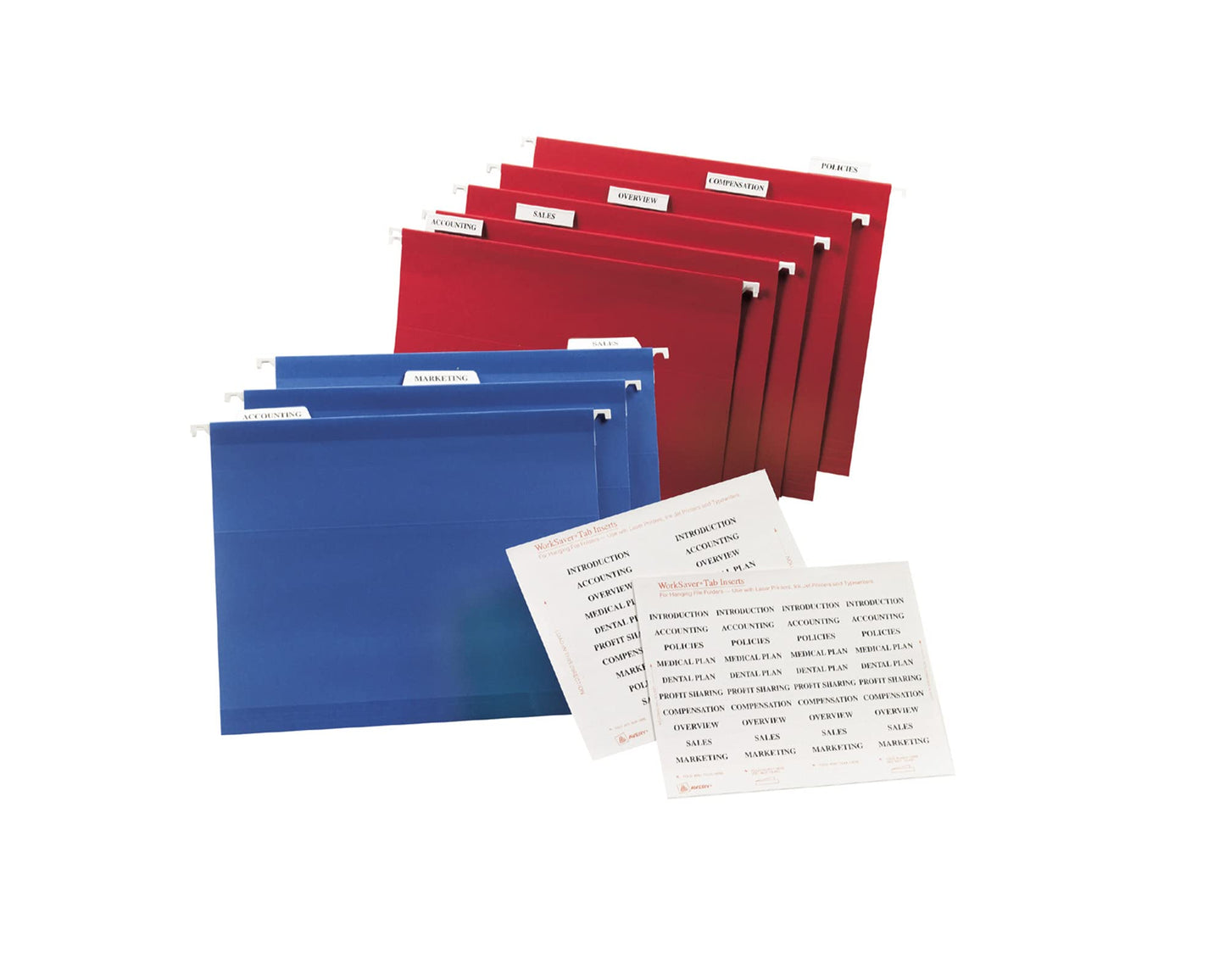 Avery® Printable Tab Inserts for Hanging File Folders, 1/2" x 2", 1/5 Cut, White, 100 Index Tab Inserts (11136)