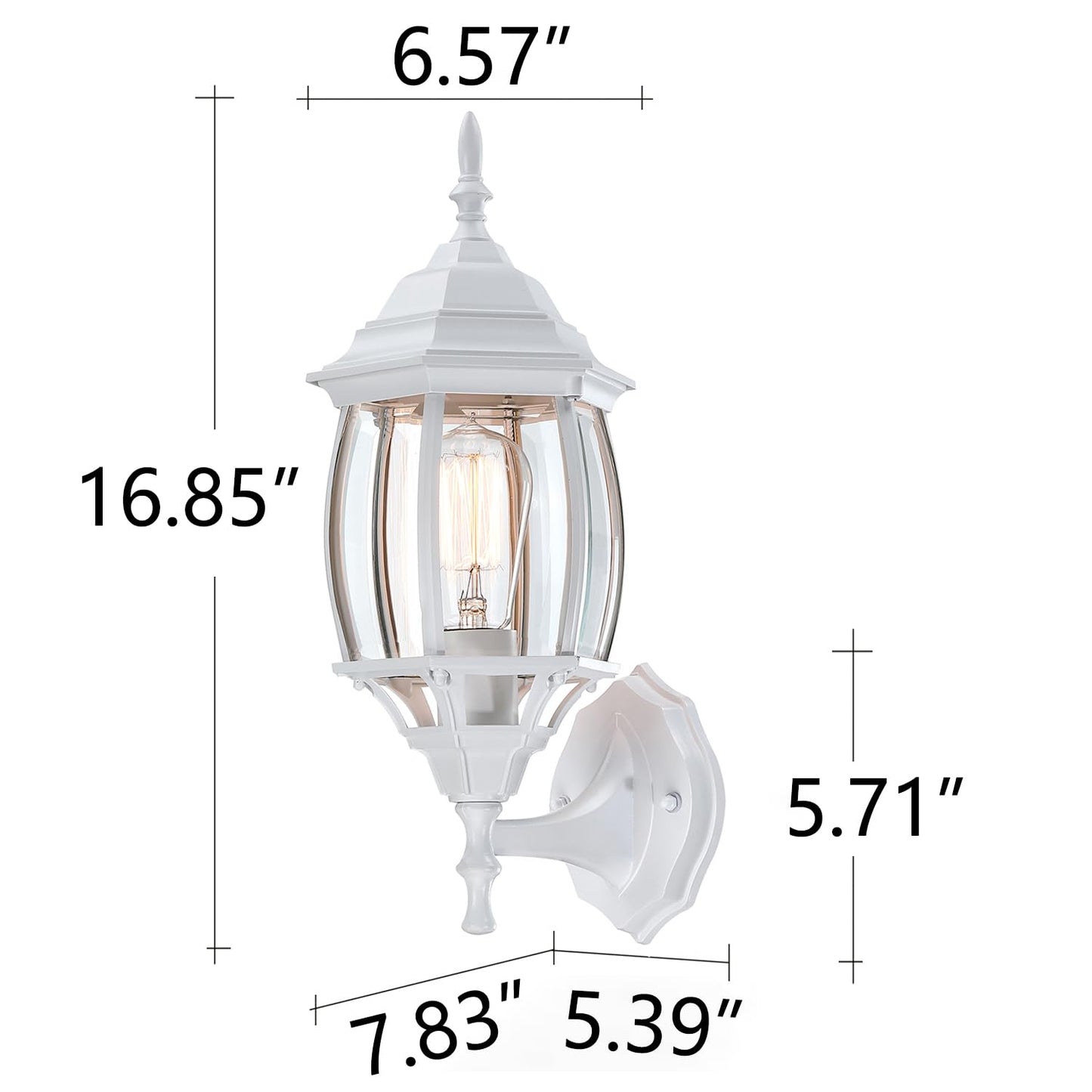 Faymart lighting 2 Pack White Porch Light - Outdoor Wall Sconce 16.8in White Outdoor Light Fixture for House Garage Metal and Glass Exterior Wall
