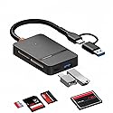 Komitasui Memory Card Reader, USB 3.0 and USB-C to SD Micro SDXC, Micro SD, Micro SDHC, M2, MS, CF Card Reader Adapter, 4 Cards Simultaneously Read