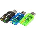 OUOU USB Sound Adapter, (3 Pack) 3.5mm Headphone and Microphone Jacks External Stereo Sound Card Plug and Play No Drivers Needed Compatible