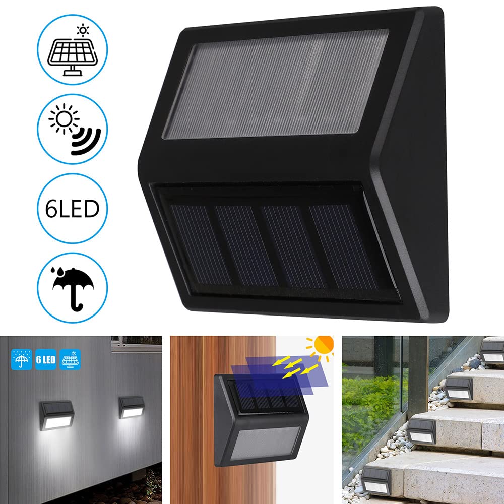 SRDHIN Solar Fence Lights Outdoor,Waterproof Solar Stair Step Deck Lights Wireless for Patio Garden Backyard Garage Driveway (Warm White, 2-Pack)