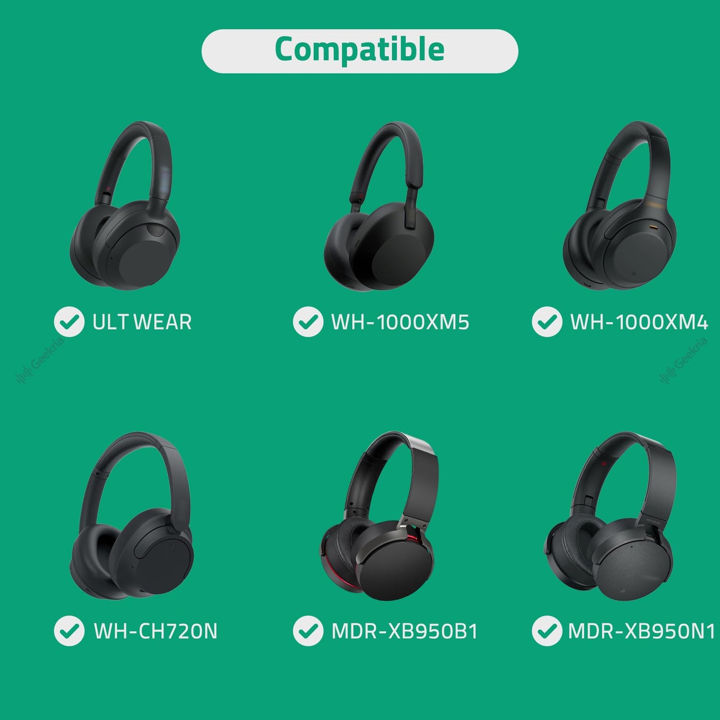 GEEKRIA Audio Cable Compatible with Sony WH-1000XM6/1000XM5/1000XM4, XB920N/XB910N, CH720N, ULT Wear Headphones Cable, 1/8" (3.5mm) to 3.5mm…