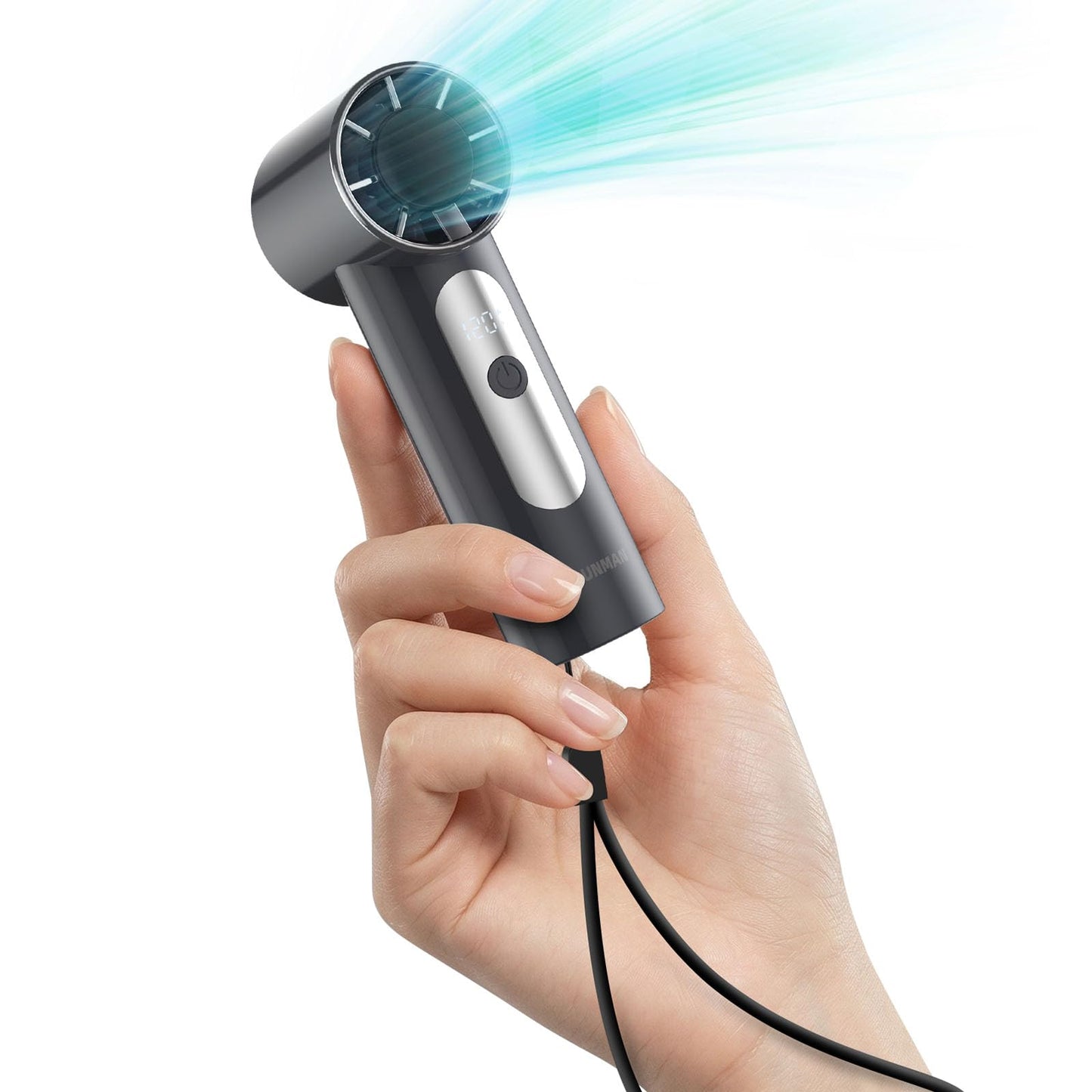 K-RUNMAN Mini Handheld Fan, 4 Gear Wind, Battery Operated, Up to 18 Working Hours,LED Display, Pocket Design for Outdoor