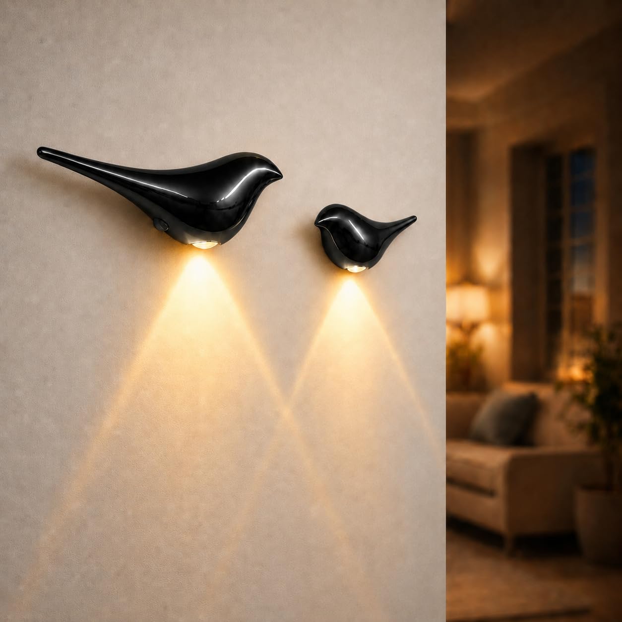 Civicia 2-Pack ObsidianBird Wall Light, Cordless Motion Sensor Night Light
