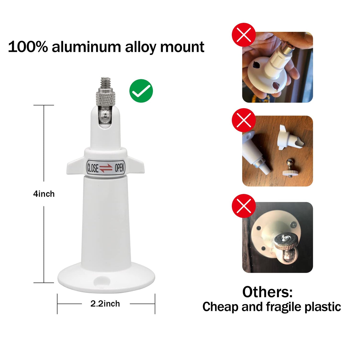 (Metal 2 Pack) 360 Degrees Adjustable Security Wall Mount for Ring Stick Up Cam/Ring Outdoor Cam Plus/Wyze Cam/Eufy Cam/Arlo Cameras, Fits All Cameras