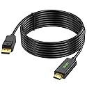UVOOI DisplayPort to HDMI Cable 15 feet 4K, Display Port (DP) to HDMI Male to Male Adapter Cable 4K@30Hz, 2K@60Hz, 1080P Full HD for Projector