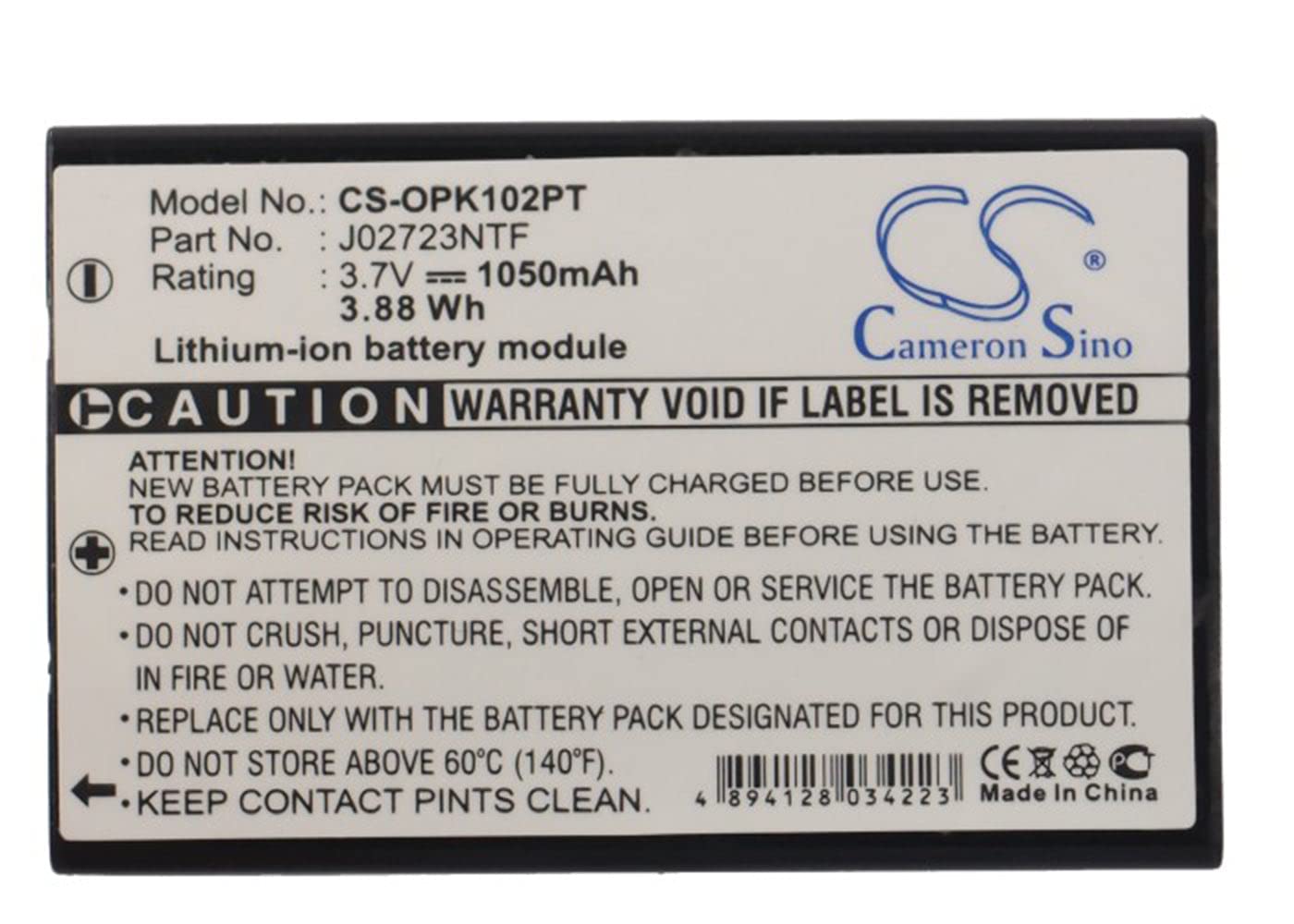 VINTRONS 1050mAh Battery for Optoma PK102 Pico Pocket Projector, BB-LIO37B,