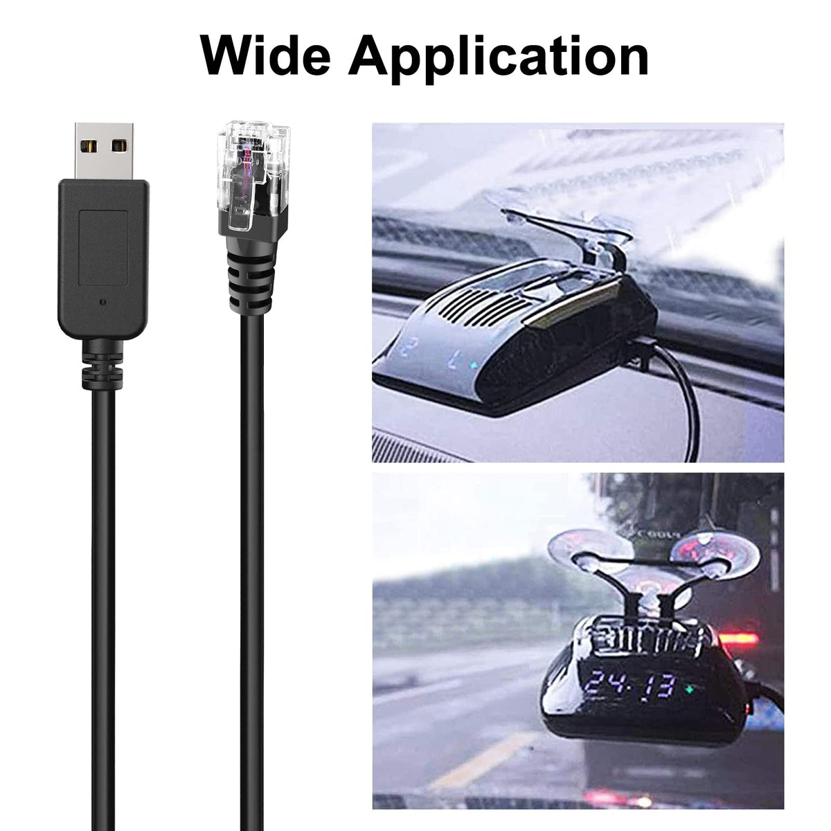 Jsvecip Radar Detector Cord, USB to RJ11 Plug Cable,for Escort Radenso XP Uniden Beltronics Cobr Whistler Radar Detector,Replacement Power Cable