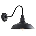GOALPLUS 14in Large Dome Gooseneck Barn Light Outdoor, Dusk to Dawn Outdoor Barn Lights, Matte Black Farmhouse Exterior Light Fixture, Goose Neck Wall