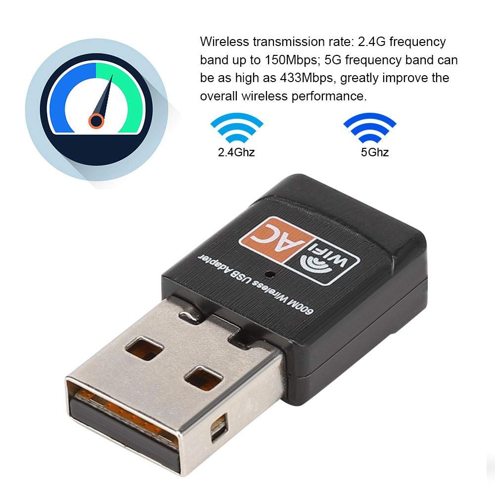 Band 802.11AC Card + CD, USB Internet Adapter Built-in PCB Antenna 100m / 109.4yd Desktop PC Connecter - 2.4G (150 Mbps) / 5G (433 Mbps)