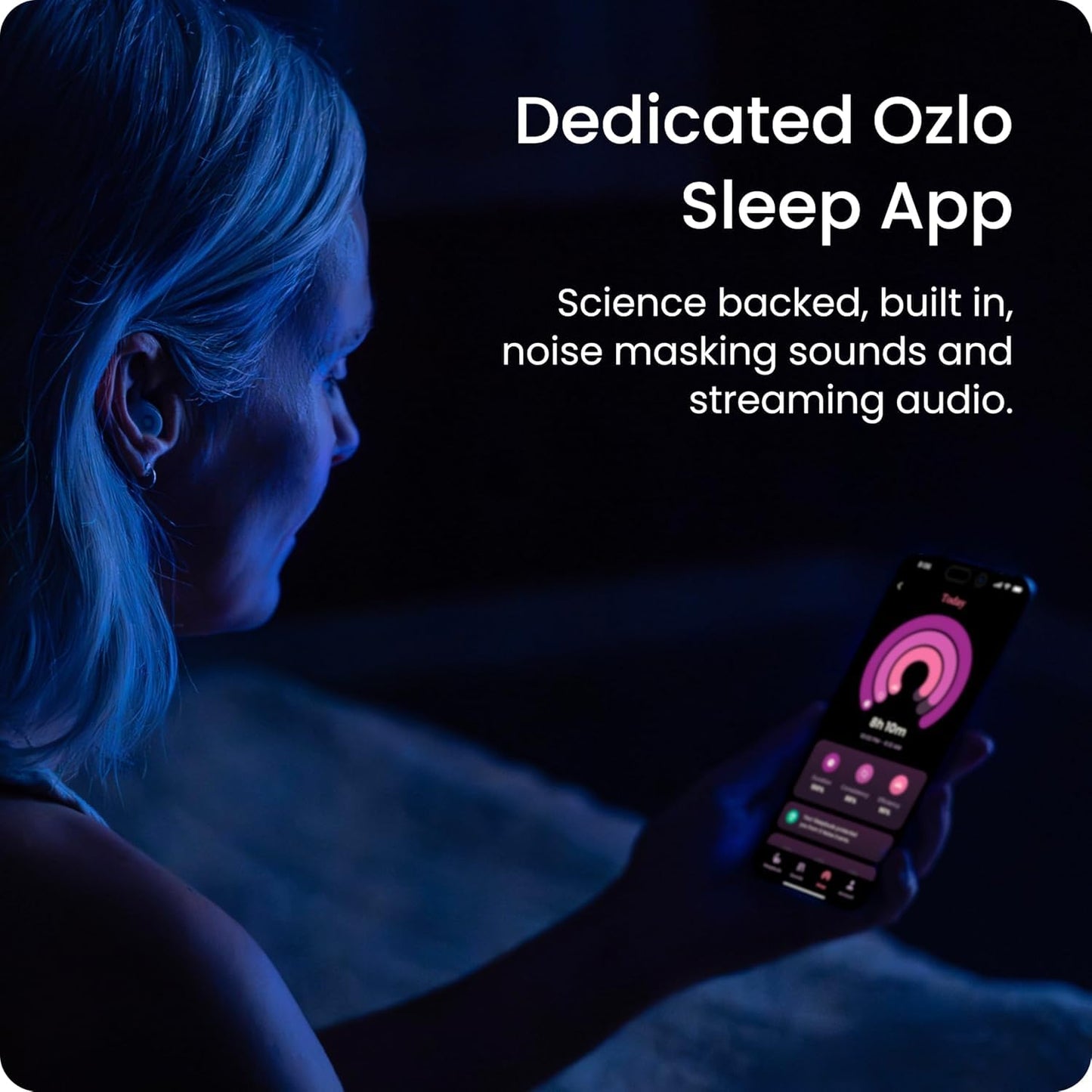 Ozlo Sleepbuds® | Comfortable Side Sleeper Headphones | Up to 10 Hours of Bluetooth LE Streaming | Science-Backed Sleep Sounds | Snore Blocking