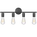 Ralbay Bathroom Vanity Light Fixtures-4 Light Industrial Matte Black Wall Sconce, Vintage Edison Wall Lamp Lighting Fixture for Bathroom