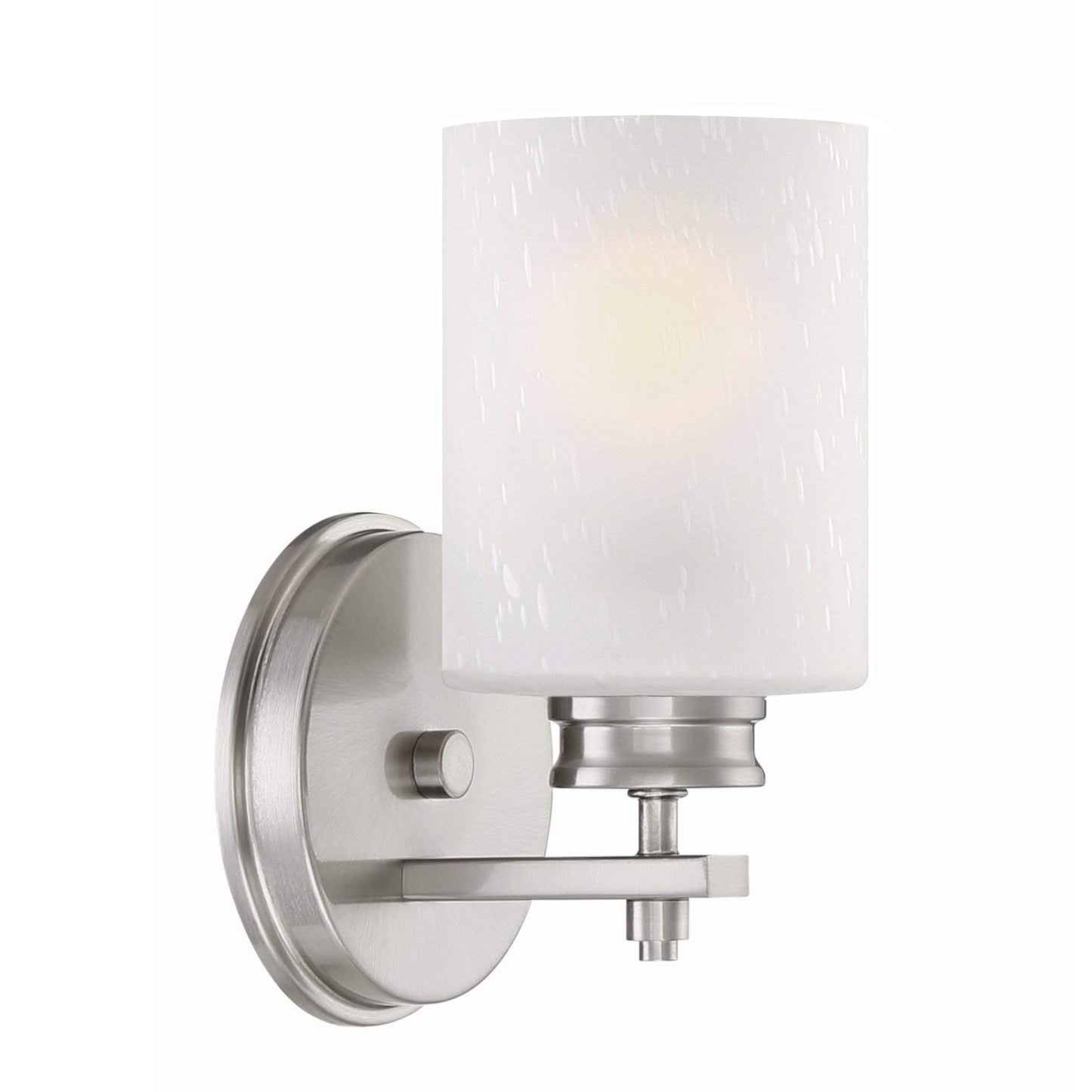 Kira Home Phoebe 8" Modern Wall Sconce with Frosted Seeded Glass Cylinder Shade, Industrial Silver Wall Light with Cylinder Glass Shade, Brushed