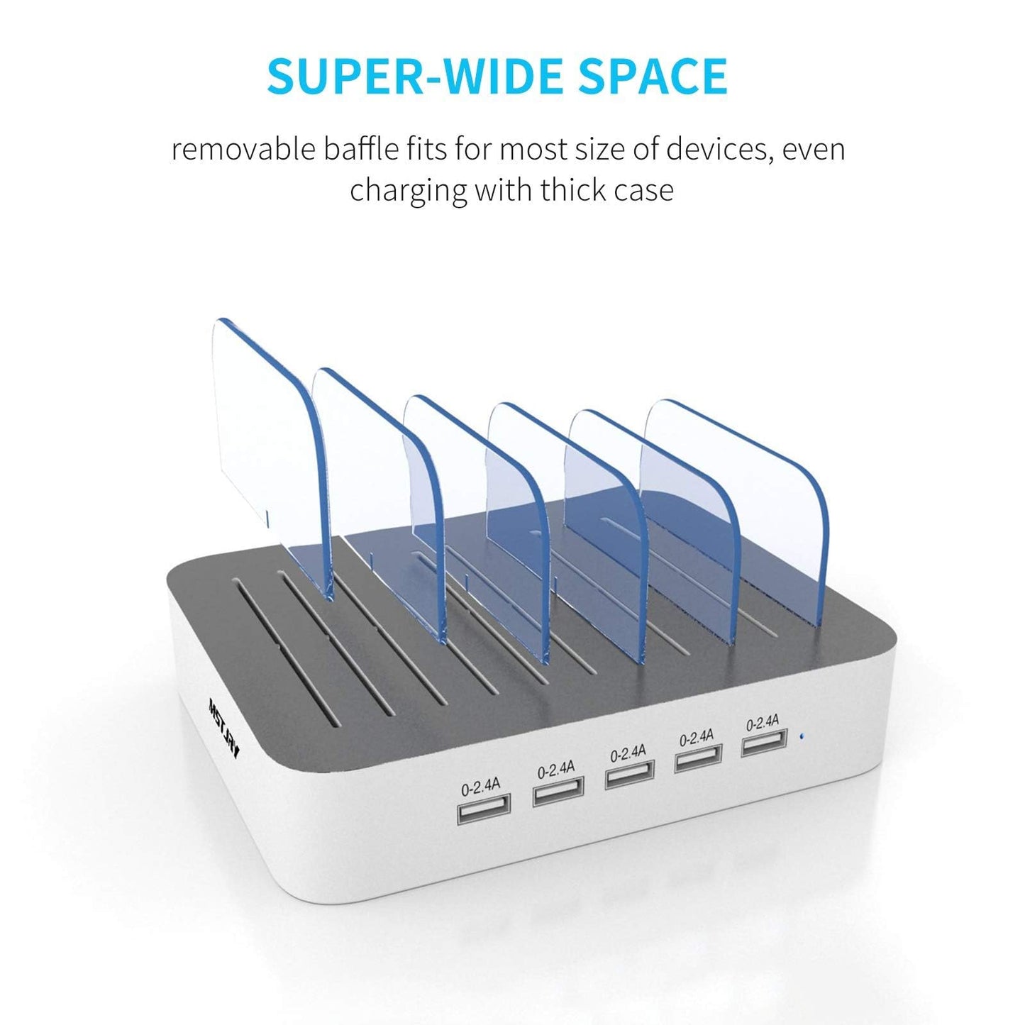 MSTJRY Charging Station for Multiple Devices : 5 Port Multi USB-A Charger Stations Multi-Device Organizer Charging Dock Designed for iPhone iPad Cell
