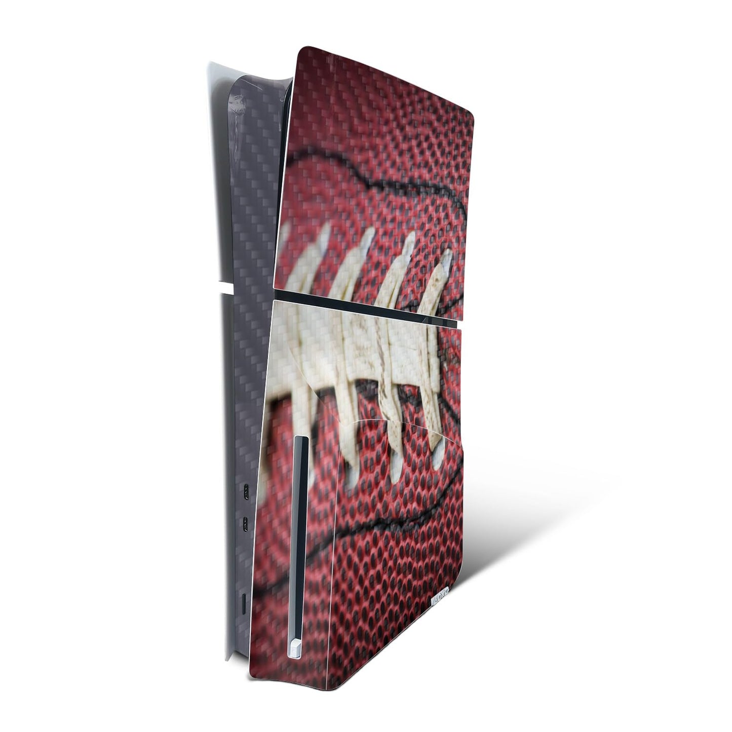 MightySkins Carbon Fiber Skin for PS5 Playstation 5 Slim Disc Edition Console Only - Football Laces Protective Durable Textured Carbon Fiber Finish