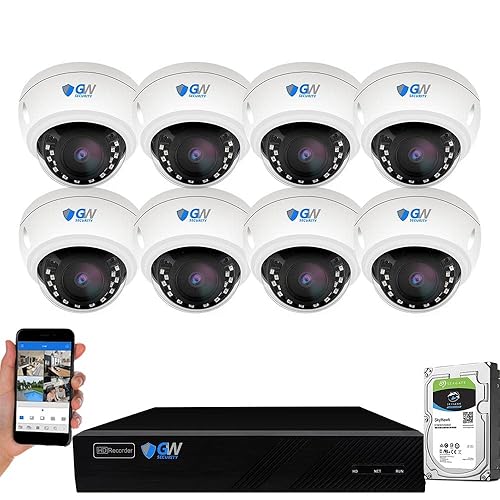 GW Security 8 Channel 4K NVR 8MP AI Human Vehicle Detection Starlight Color Night Vision Security Camera System with 8 UHD 4K 2160P Microphone PoE
