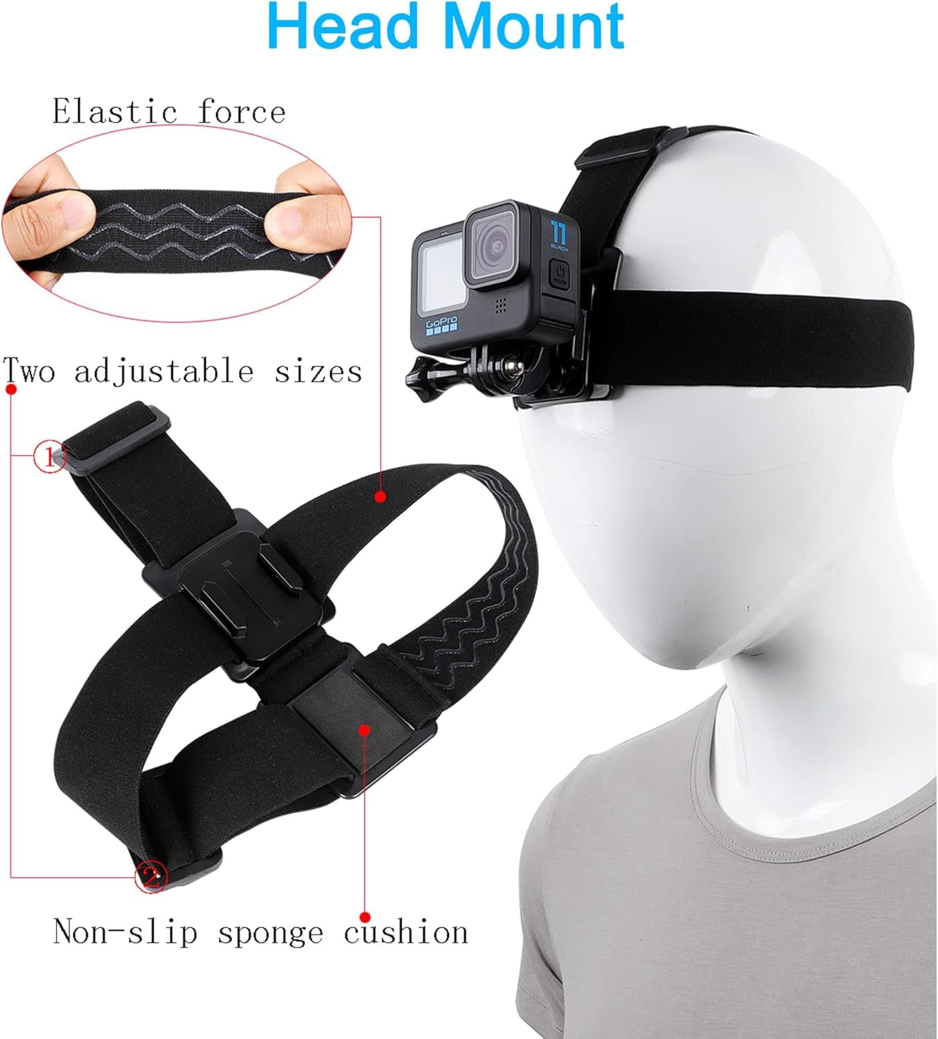 Head Strap Mount for ALL GoPro HERO Cameras + an eCostConnection Microfiber Cloth
