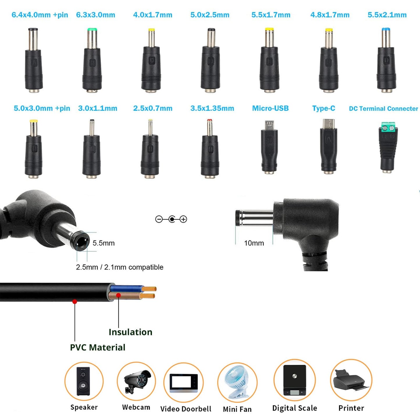 24V 5A 120W Universal Power Supply Adjustable DC 3V ~ 24V Variable Switching AC/DC Adapter 100V-240V AC to DC 24V 5A 120W Converter with 14 Tips…