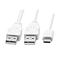 JSER USB 3.1 Type C USB-C to Dual A Male Extra Power Data Y Cable 480Mbps Speed Compatible for Cell Phone & Hard Disk