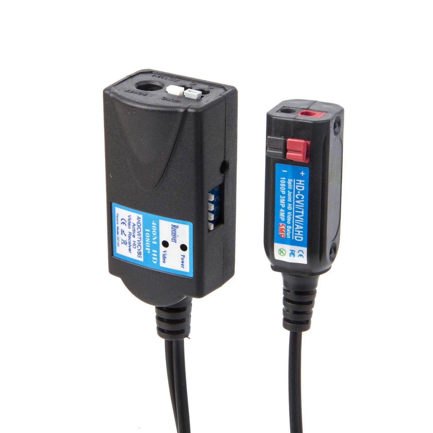 Lapetus Mini CCTV BNC HD CVI/TVI/AHD/CVBS HD Active Video Balun Receiver Power Connector (1080P 400M) 5MP HD-CVI/TVI/AHD Video Balun Transmitter 1