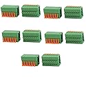 uxcell 10pcs KF141R 150V 2A 2.54mm Pitch 8P Green Spring Terminal Block for PCB Mounting