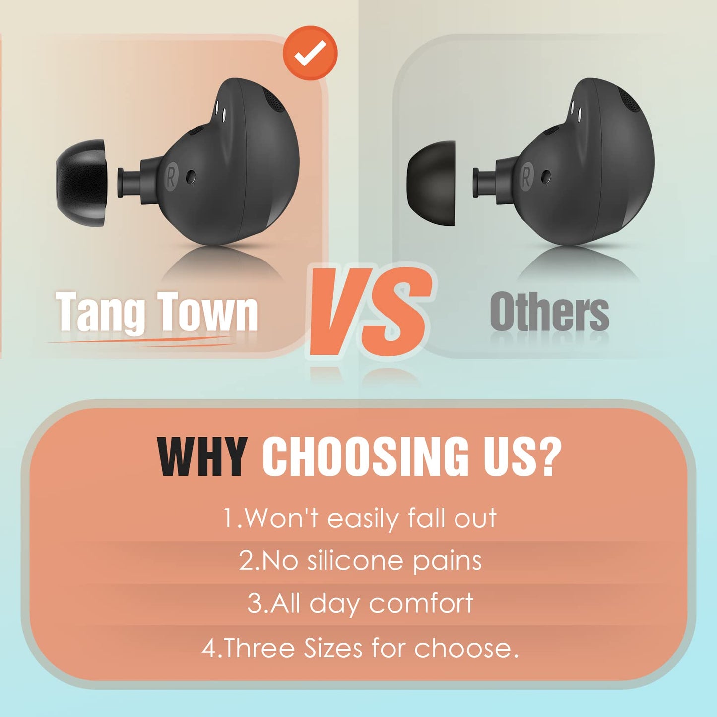 Memory Foam Tips for Samsung Galaxy Buds 2 Pro, No Silicone Eartips Pain, Anti-Slip Replacement Ear Tips, Fit in The Charging Case, Reducing Noise