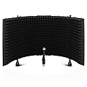 Pyle Microphone Isolation Shield with Soundproof Foam, Portable Vocal Recording Booth for Studio & Podcast, Adjustable Folding Acoustic Panels, Shock