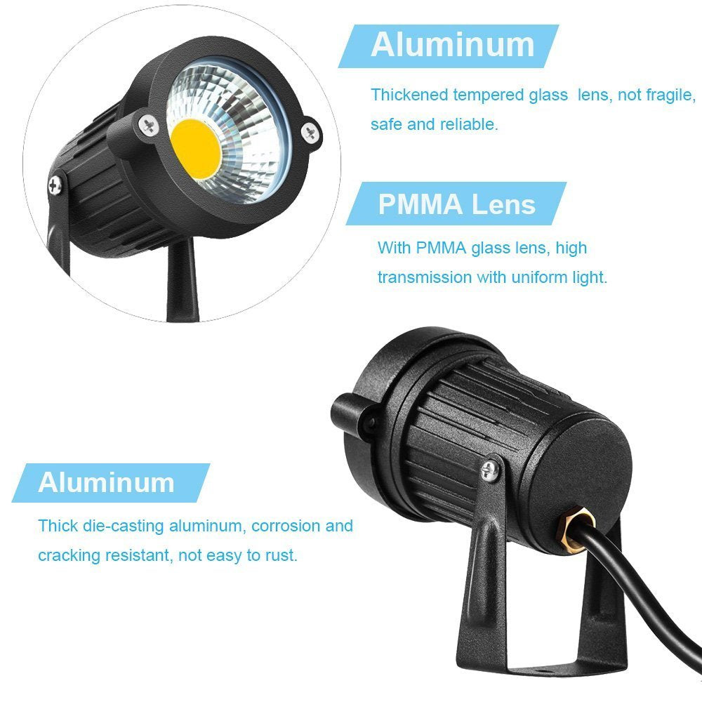 WeFoonLo 1pcs Outdoor 5W LED Clip on Light Water Resistant Adjustable Desk Stand Spotlight Lamp Signboard Blackboard Lighting with Plug (Warm White)