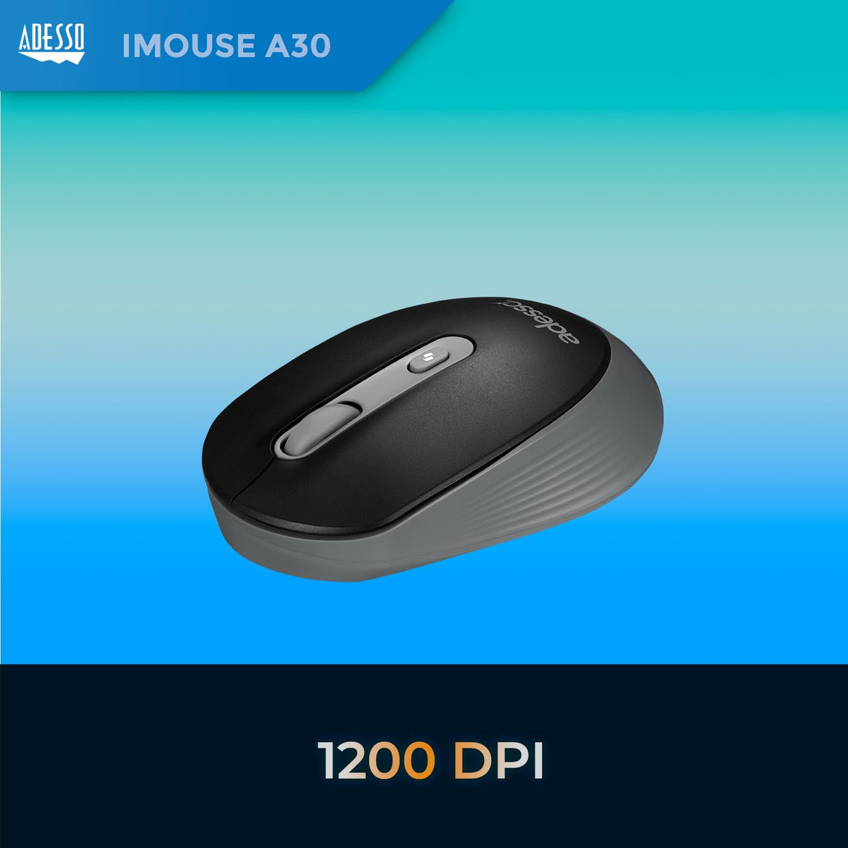 Adesso iMouse A30 Wireless Mouse, Black, 1200 DPI
