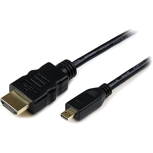 StarTech.com 3ft Micro HDMI to HDMI Cable with Ethernet - 4K 30Hz Video - Durable High Speed Micro HDMI Type-D to HDMI 1.4 Adapter Cable/Converter
