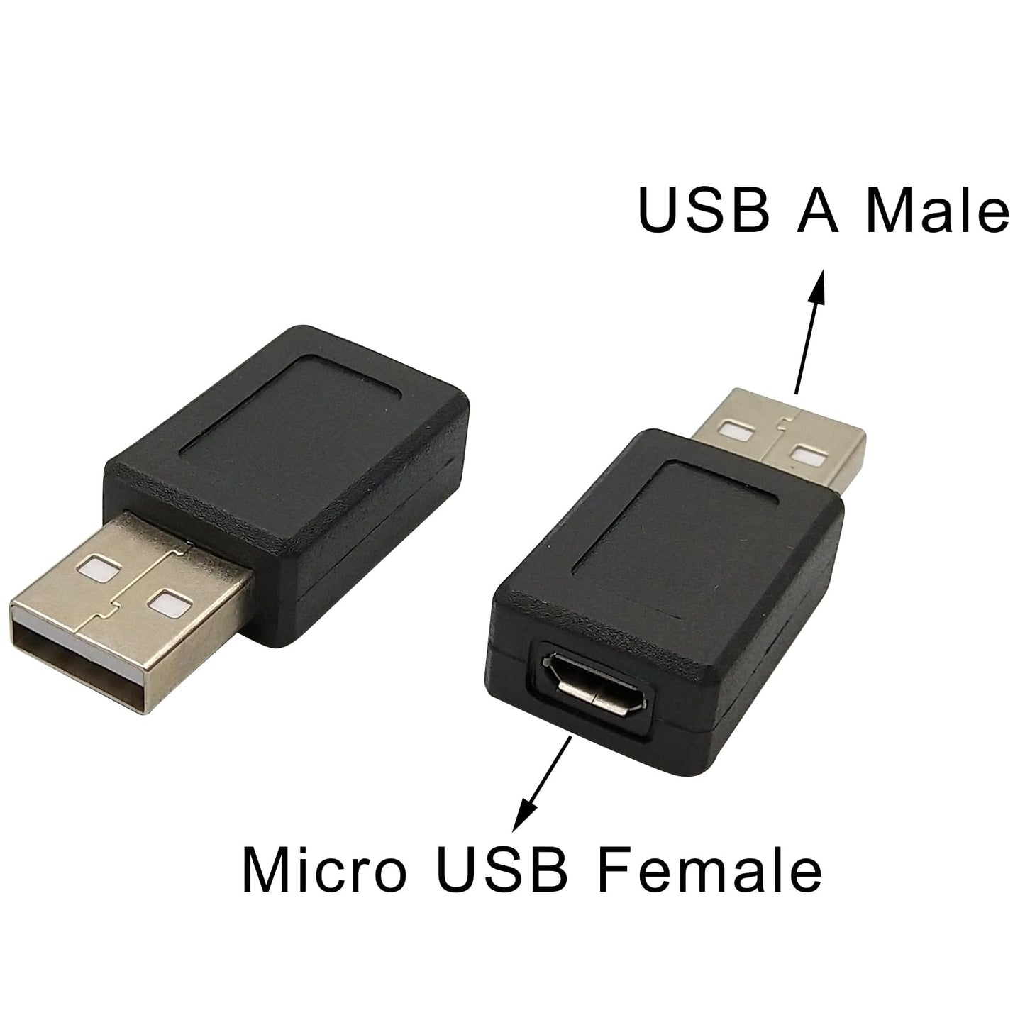 Posdou USB 2.0 Male to Micro USB Female Connector Adapter (2 Pack)