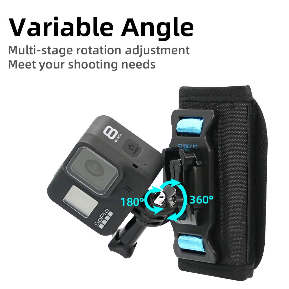 SUREWO Backpack Shoulder Strap Mount with Adjustable Shoulder Pad Compatible with GoPro Hero 13/12/11/10/9/8/7/6/5/4,DJI Osmo Action 6/5