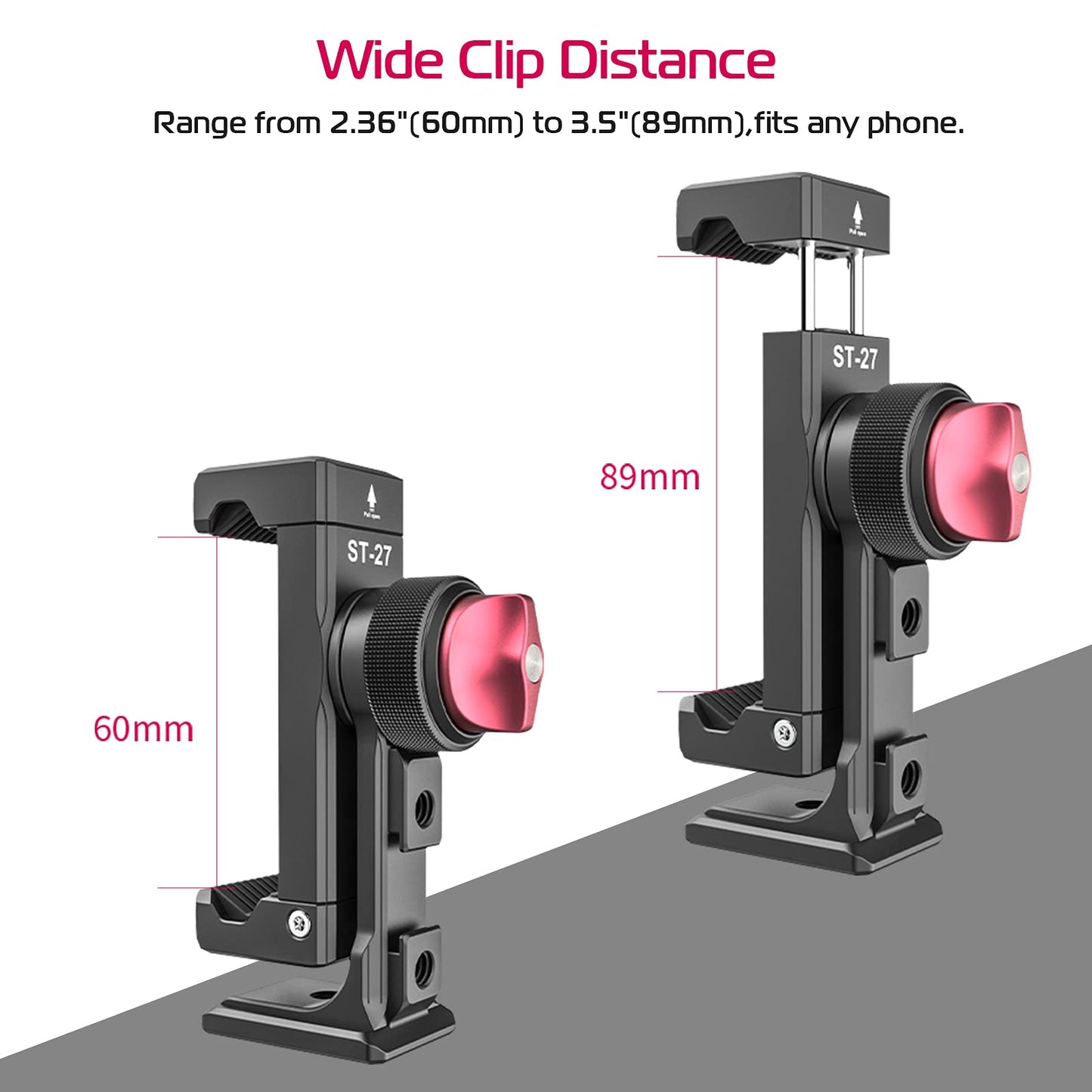 Metal Phone Tripod Mount 3 Cold Shoes & Arca Port, 360° Smartphone Tripod Adapter for iPhone 17 16 15 Cell Phone Stand Holder for Desktop Video Live