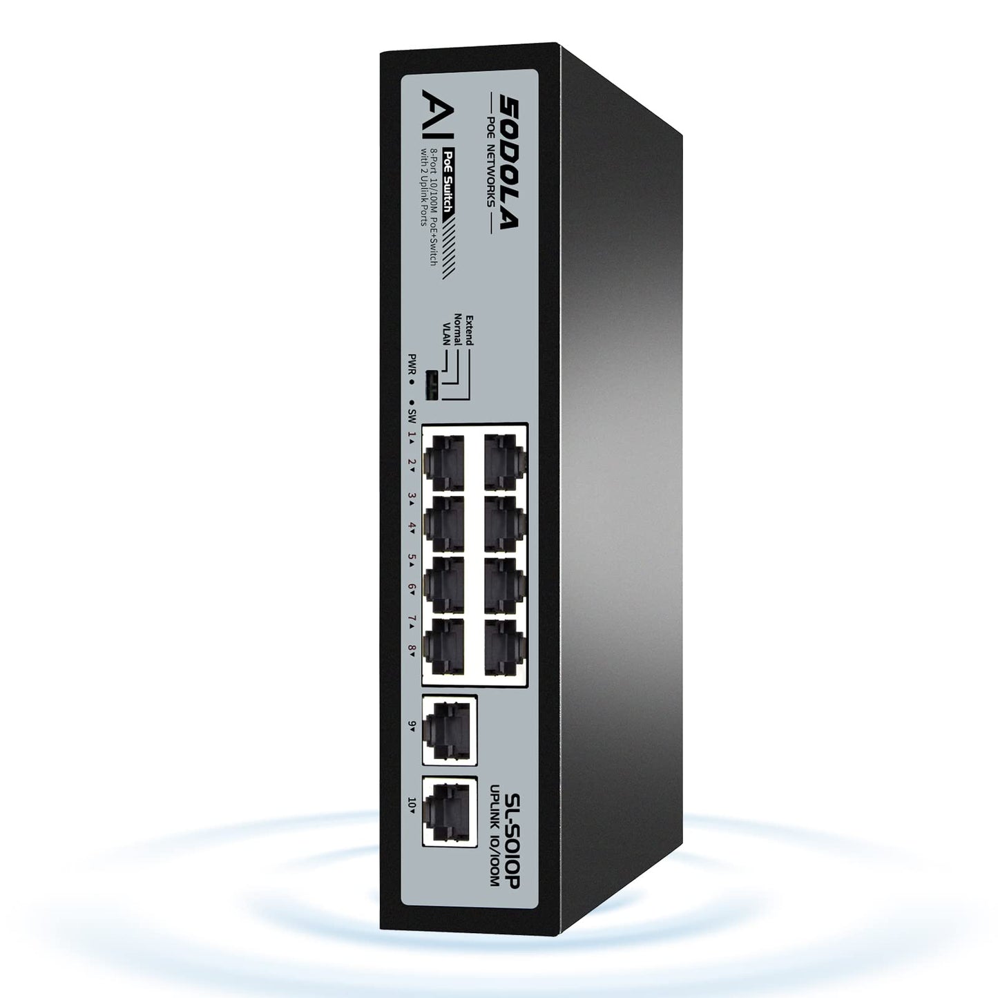 SODOLA 8 Port PoE Switch 100Mbps,120W,8×PoE+ 100Mbps, 2×Uplink,802.3af/at