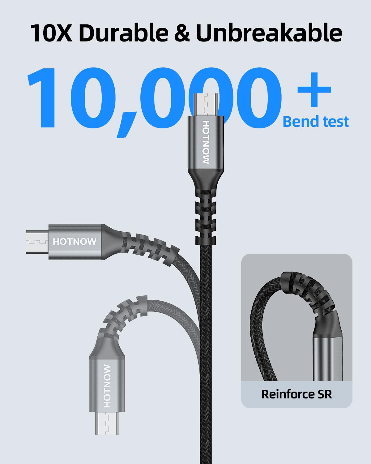 HOTNOW Micro USB Cable 3ft 2Pack, Android Charger Cable USB2.0 Data sync and Fast Charging Nylon Braided Cord for Samsung Galaxy S6 S7, HTC, LG, Sony