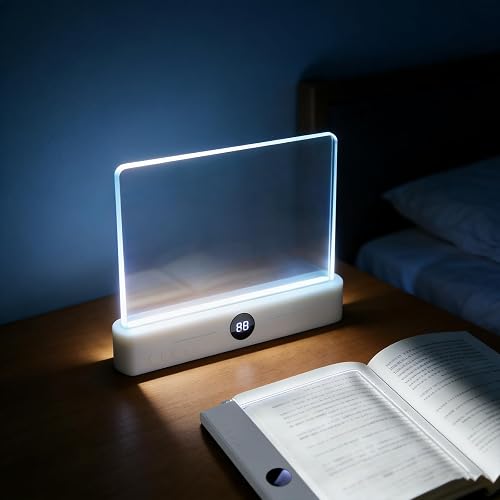 LED Book Light and Night Light 2 in 1,Rechargeable Clear Flat Panel Reading Lamp with 3 Color Temperatures, Dimmable & Timer, Full Page Illumination