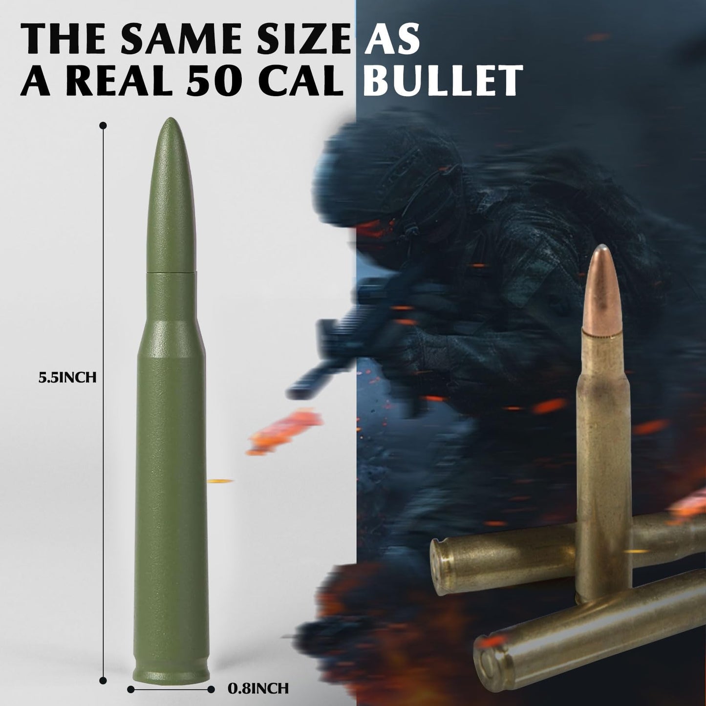 50 Cal Bullet Antenna Green Bullet Antenna Truck Car Antenna Replacement for Silverado 1500 Ford F150 F250 F350 Dodge Ram 1500 GMC Sierra 1500 Ranger