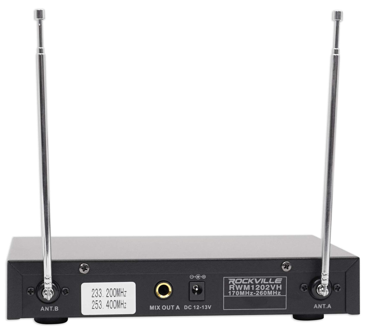 Rockville RWM1202VH VHF Wireless (2) Handheld Microphone System, Metal Receiver, Dual Filter, Ultra Signal Stability, Low Power Consumption, Perfect